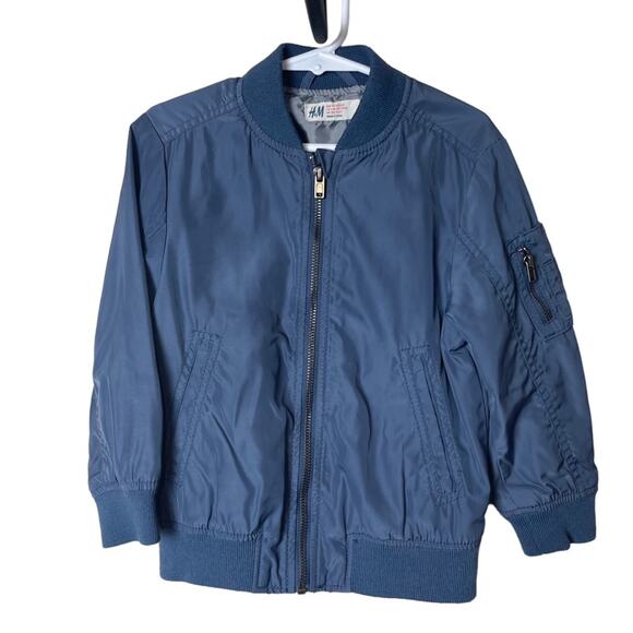 H&M Nylon Cargo Front Zip Long Sleeve Jacket Blue Size 4Y Boy - Picture 1 of 8